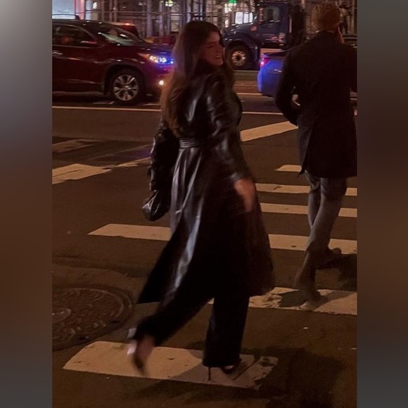 COPY - Zara Faux Leather Trench Coat - Picture 2 of 4